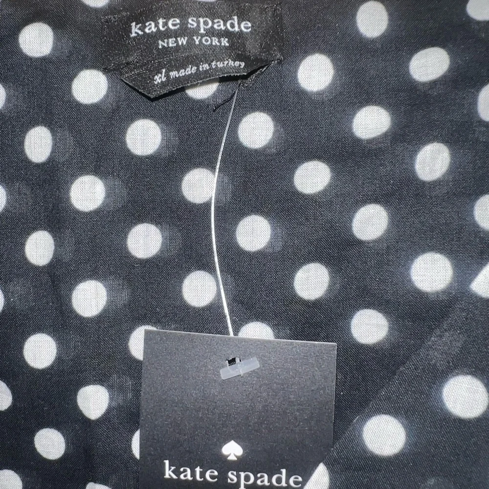 Kate Spade Black and White Polka Dot Peplum Tank XL